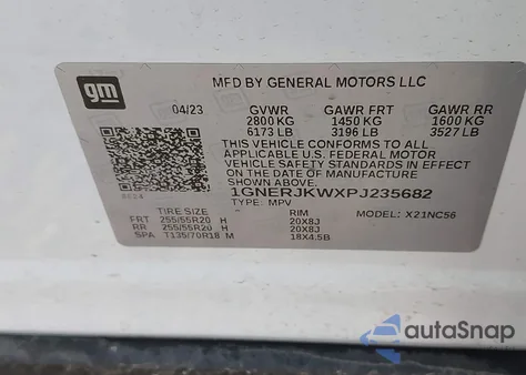 2023 Chevrolet Traverse Fwd Rs z USA, uszkodzony, nr VIN 1GNERJKWXPJ235682